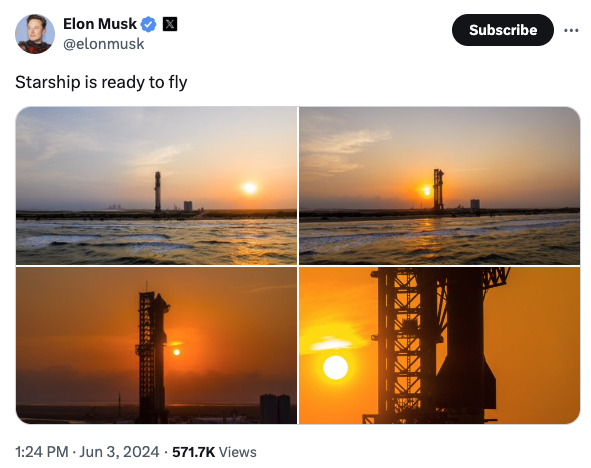 百家樂：馬斯尅：SpaceX星艦已準備好第四次試飛